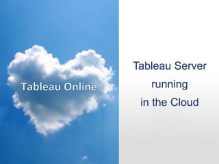 Tableau Server
running
in the Cloud
 
