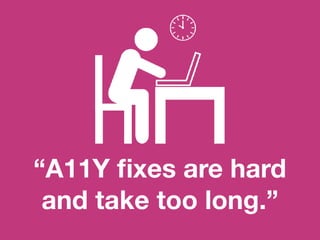 “A11Y ﬁxes are hard
and take too long.”
 