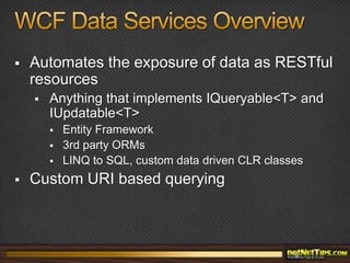 Easily Expose Your EntitiesWCF Data Services & OData