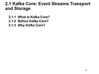 2.1 Kafka Core: Event Streams Transport
and Storage
2.1.1 What is Kafka Core?
2.1.2 Before Kafka Core?
2.1.3 Why Kafka Core?
7
 
