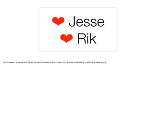 ❤ Jesse
❤ Rik
much respect to Jesse and Rik for the work involved in this, it was *not* a trivial undertaking to start or to keep going.
 