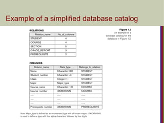Example of a simplified database catalog
 
