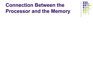 Connection Between the
Processor and the Memory
Figure 1.2. Connections between the processor and the memory.
Processor
Memory
PC
IR
MDR
Control
ALU
Rn 1
-
R1
R0
MAR
n general purpose
registers
 