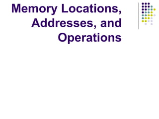 Memory Locations,
Addresses, and
Operations
 
