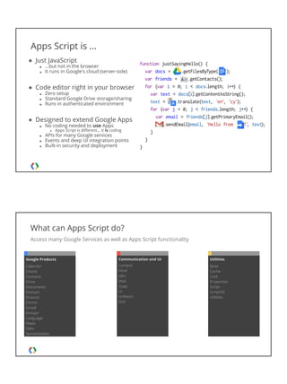 Google Apps Script: Getting the most out of Google Apps