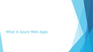 What is Azure Web Apps
 