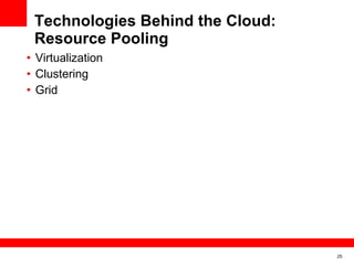 Technologies Behind the Cloud: Resource Pooling Virtualization Clustering Grid 