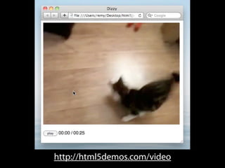 http://html5demos.com/video
 