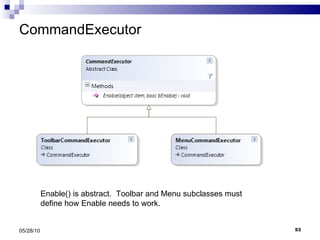 CommandExecutor 05/28/10 Enable() is abstract.  Toolbar and Menu subclasses must define how Enable needs to work. 
