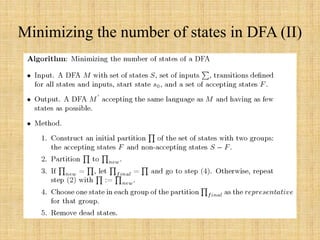 Minimizing the number of states in DFA (II)
 