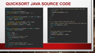 QUICKSORT JAVA SOURCE CODE
 