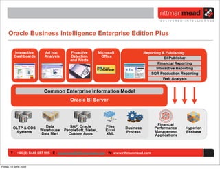 Oracle Business Intelligence Enterprise Edition Plus




       T : +44 (0) 8446 697 995 E : enquiries@rittmanmead.com W: www.rittmanmead.com


Friday, 12 June 2009
 