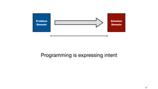 !50
Problem
Domain
Solution
Domain
Programming is expressing intent
 