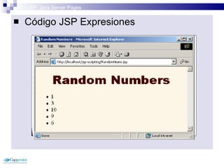3 – JSP: Java Server Pages Código JSP Expresiones 