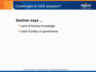 Case StudyGovernmentSolution:City of Amsterdam set out to move asmany proprietary applications to Open Sourceas practical.Windows	>	LinuxMicrosoft Outlook	>	ZimbraMicrosoft Office	>	OpenOfficeSiemens PBX	>	OSS Asterisk-based PBXResult:Millions of Euros of cost savings versus the incumbent proprietary solutions