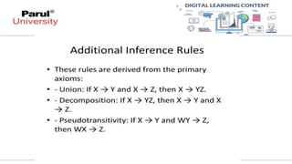 Relational Database Design Functional Dependency – definition, trivial and non-trivial FD, Armstrong's Axioms/Inference Rules