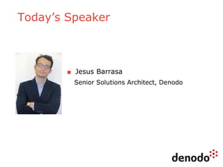 Today’s Speaker
■ Jesus Barrasa
Senior Solutions Architect, Denodo
 