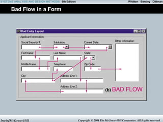 Whitten SYSTEMS ANALYSIS AND DESIGN METHODS 6th Edition Bentley Dittman 
Bad Flow in a Form 
Irwin/McGraw-Hill Copyright © 2004 The McGraw-Hill Companies. All Rights reserved 
 