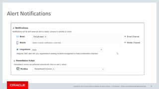 Copyright © 2017,Oracle and/orits affiliates. All rights reserved. |
Alert Notifications
Confidential – Oracle Internal/Restricted/Highly Restricted 20
 