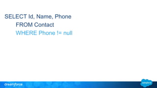 SELECT Id, Name, Phone 
FROM Contact 
WHERE Phone != null 
 