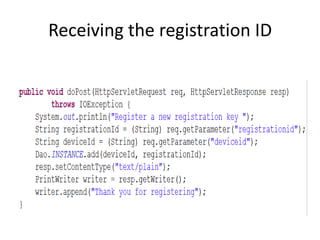 Receiving the registration ID