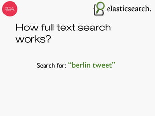 How full text search
works?
Search for: “berlin tweet”
 