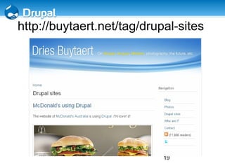 What is Drupal? A great free web application that helps you to build dynamic feature rich and maintainable websites in very less time. 