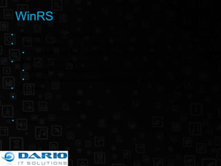WinRS Remote Shell over WinRM Commands are sent over network and executed locally Command line tool does not need to be server or network aware WinRS <Server> <Command> WinRS + ServerManagerCMD is your friend Allows you to create scripts that execute remote commands Examples: WinRS -r:myserver netdom join myserver /domain:testdomain /userd:administrator /passwordd:<password> WinRS -r:myserver cscript c:\myscipt.vbs 