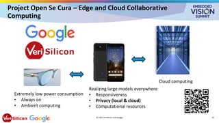 19
Project Open Se Cura – Edge and Cloud Collaborative
Computing
Extremely low power consumption
• Always on
• Ambient computing
Realizing large models everywhere
• Responsiveness
• Privacy (local & cloud)
• Computational resources
Cloud computing
© 2025 VeriSilicon and Google
 