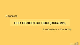 cimon.io
все является процессами,
а «процесс» – это актор
В эрланге
 