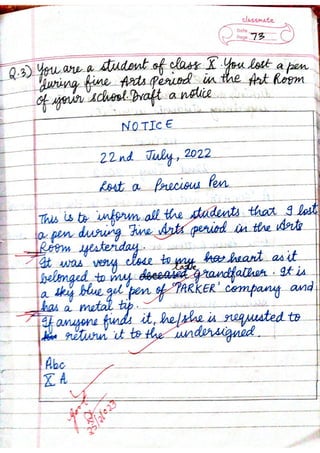 ICSE English Language Class X Handwritten Notes