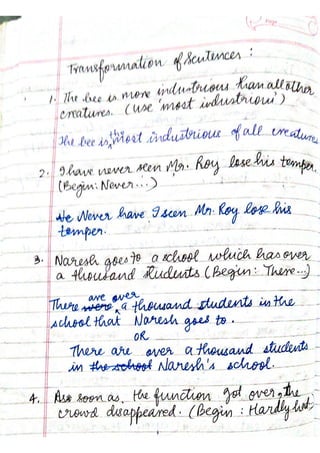 ICSE English Language Class X Handwritten Notes