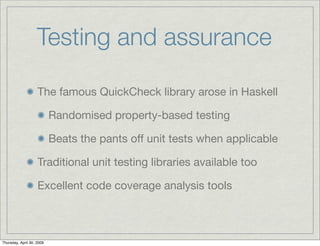 The other side of functional programming: Haskell for Erlang people