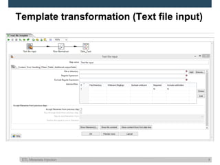 ETL Metadata Injection 6
Easy to use +
Open Source +
BI Solution =
Pentaho and
Mondrian!
Template transformation (Text file input)
 