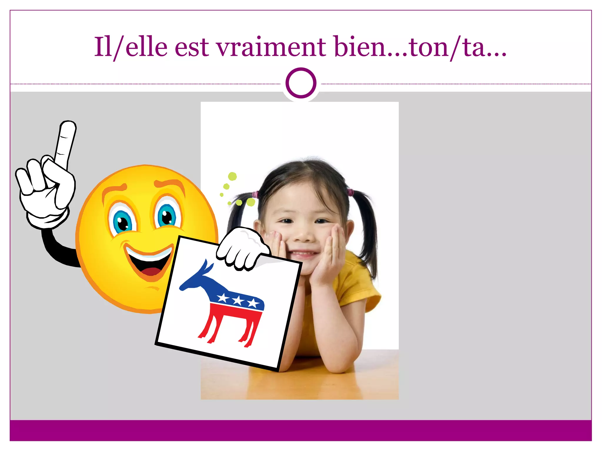 Il/elle est vraiment bien…ton/ta… 