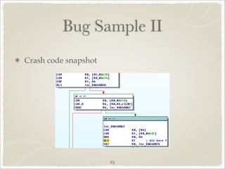 Bug Sample II
Crash code snapshot




                      63
 