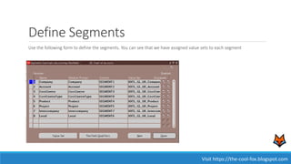 Define Segments
Use the following form to define the segments. You can see that we have assigned value sets to each segment
Visit https://the-cool-fox.blogspot.com
 