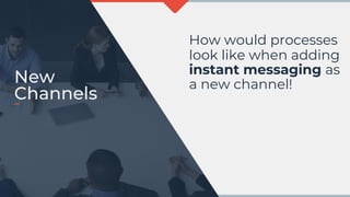 New
Channels
How would processes
look like when adding
instant messaging as
a new channel!
 