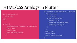 HTML/CSS Analogs in Flutter
 