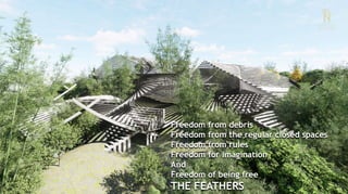 Freedom from debris
Freedom from the regular closed spaces
Freedom from rules
Freedom for imagination
And
Freedom of being free
THE FEATHERS
 