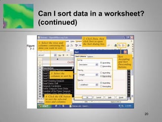 20Can I sort data in a worksheet? (continued)