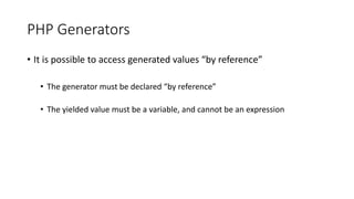 PHP Generators
function floatKeys($lower, $upper) {
for ($i = $lower; $i <= $upper; ++$i) {
yield ($i / 5) => $i;
}
}
foreach (floatKeys(1,16) as $i => $value) {
printf(
'%0.2f -> %2d' . PHP_EOL,
$i,
$value
);
}
0.20 -> 1
0.40 -> 2
0.60 -> 3
0.80 -> 4
1.00 -> 5
1.20 -> 6
1.40 -> 7
1.60 -> 8
1.80 -> 9
2.00 -> 10
2.20 -> 11
2.40 -> 12
2.60 -> 13
2.80 -> 14
3.00 -> 15
3.20 -> 16
 
