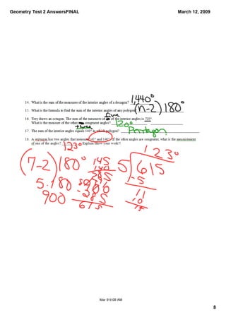 Geometry Test 2 Answers Final