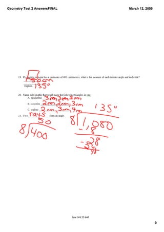 Geometry Test 2 Answers Final