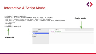 Interactive & Script Mode
Script Mode
Interactive
 