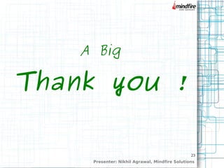 23
A Big
Thank you !
Presenter: Nikhil Agrawal, Mindfire Solutions
 