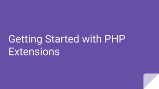 Getting Started with PHP
Extensions
 