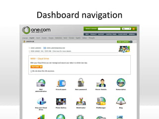 Dashboard navigation
 