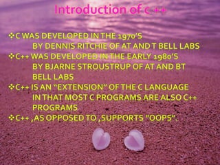 ADVANCED FEATURES OF C++