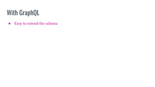With GraphQL
● Easy to extend the schema
 
